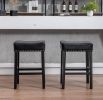 Counter Height 26" Bar Stools for Kitchen Counter Backless Faux Leather Stools Farmhouse Island Chairs (26 Inch;  Black;  Set of 2)