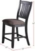 Dark Coffee Classic Wood Kitchen Dining Room Set of 2 High Chairs Fabric upholstered Seat Unique Design Back Counter Height Chairs