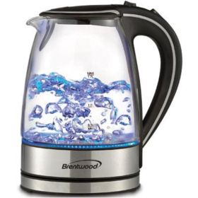 Brentwood KT-1900BK 1.7L Borosilicate Glass Tea Kettle in Black