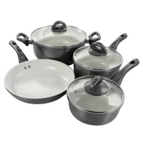 Gibson Home Hestonville 7 Piece Aluminum Nonstick Cookware Set in Grey with Bakelite Handles