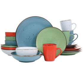 Elama Evelyn 20 Piece Mix and Match Round Stoneware Dinnerware Set in Assorted Colors