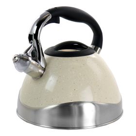 MegaChef 3 Liter Stovetop Whistling Kettle in Light Tan Speckle